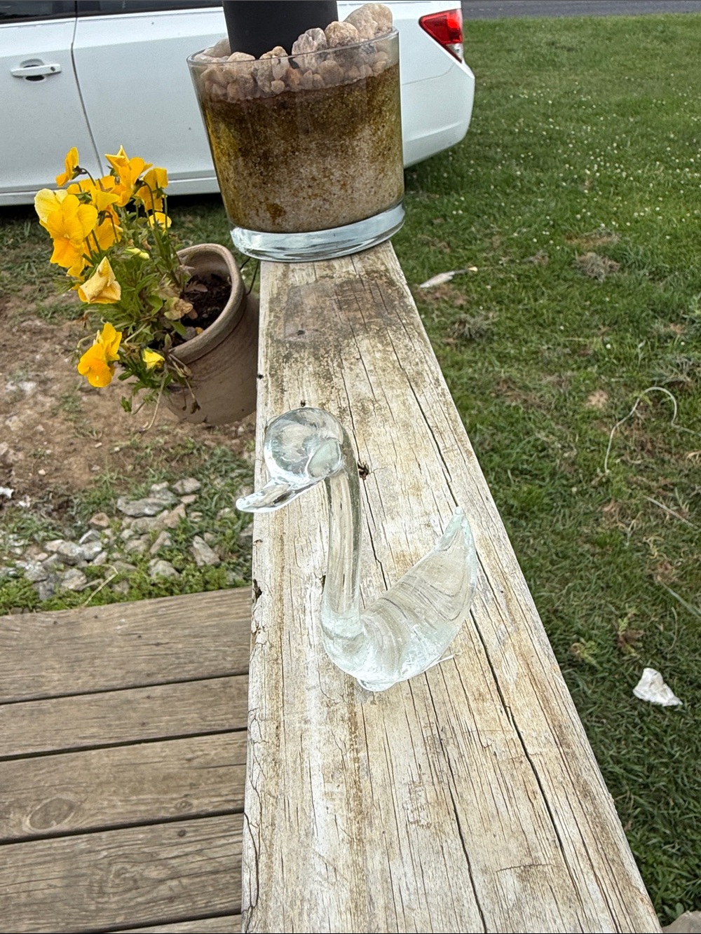 Clear Glass Swan Figurine Decorative Accent - Clear
